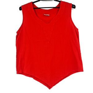 Cottonways Gauzy Tank top size 3X Red Asymmetric Hanky Lagenlook Boho Oversize